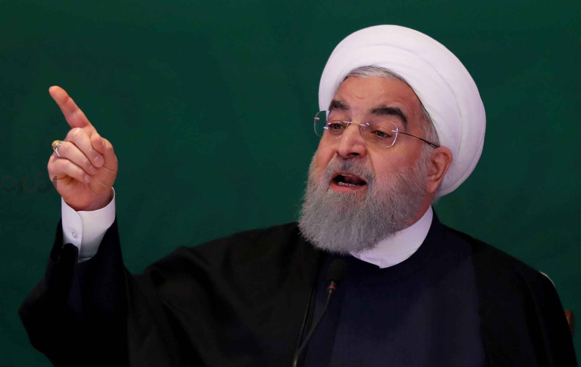 FILE PHOTO: Iranian President Hassan Rouhani speaks during a meeting with Muslim leaders and scholars in Hyderabad, India, February 15, 2018. REUTERS/Danish Siddiqui/File Photo