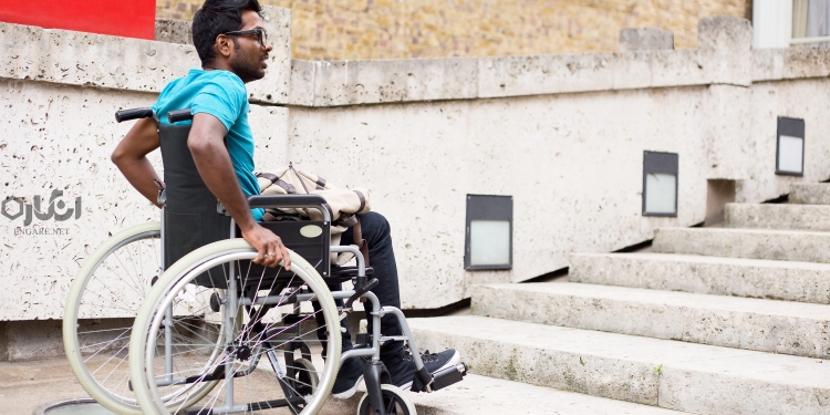 wheelchair man struggling with steps از طرد اجتماعی تا مشارکت کامل یک جامعه