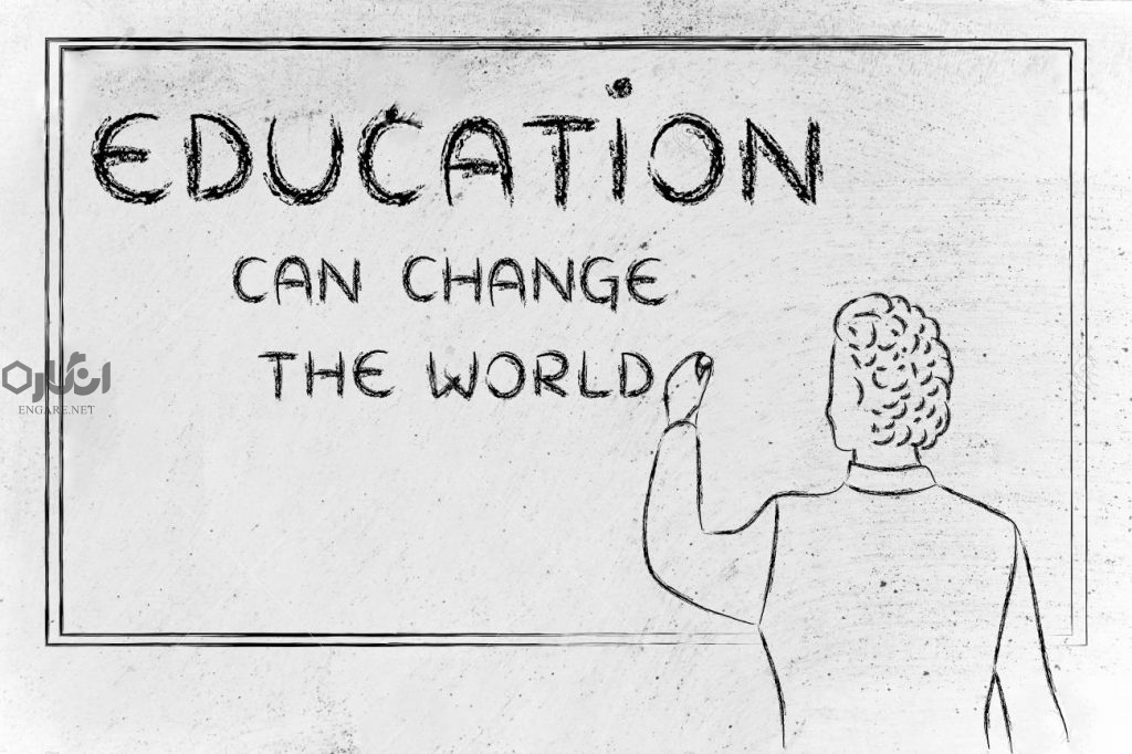41740763 l éducation peut changer le monde enseignant écrit un message de motivation sur le tableau noir