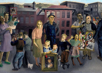 Honoré Sharrer’s “Workers and Paintings,” from 1943, at the Museum of Modern Art.Credit...The Museum of Modern Art