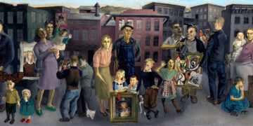 Honoré Sharrer’s “Workers and Paintings,” from 1943, at the Museum of Modern Art.Credit...The Museum of Modern Art