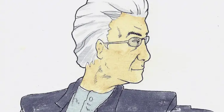 Jaques Lacan portrait (1901-1981) french psychoanalyst and psychiatrist. Ink and watercolor. By Nemomain