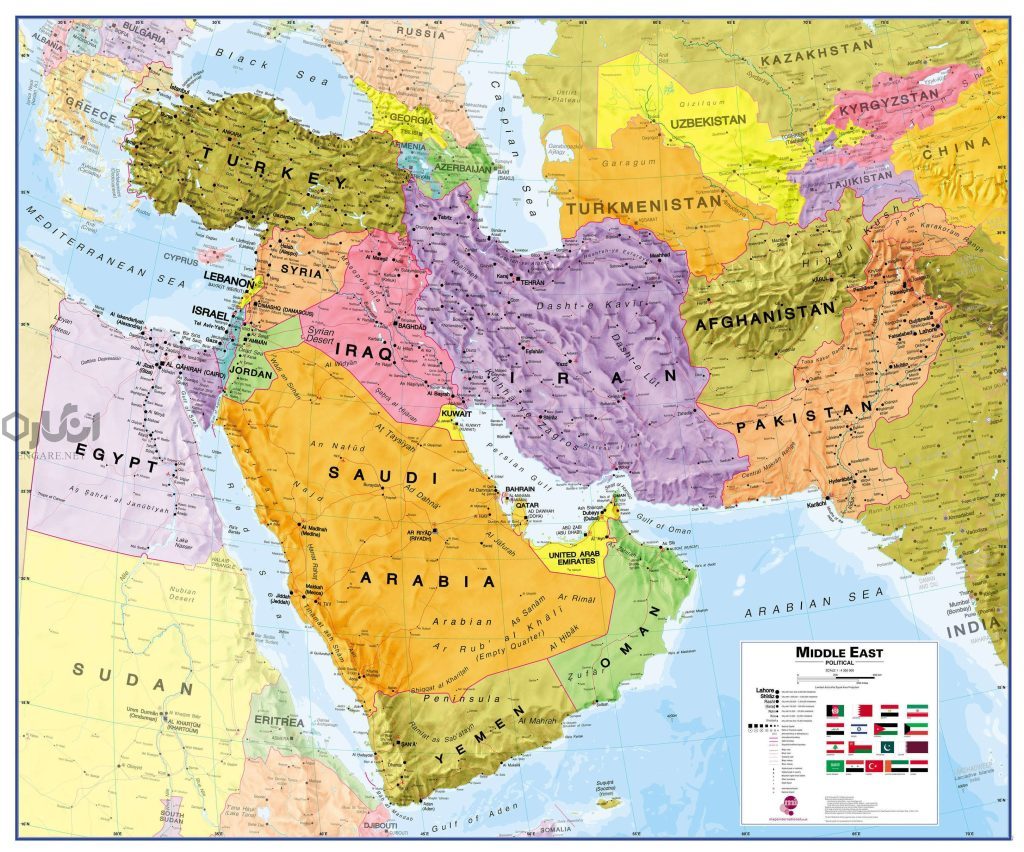نقشه دقیق خاورمیانه