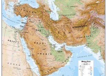 middle east wall map physical ct00799 تداوم تا تسخیر